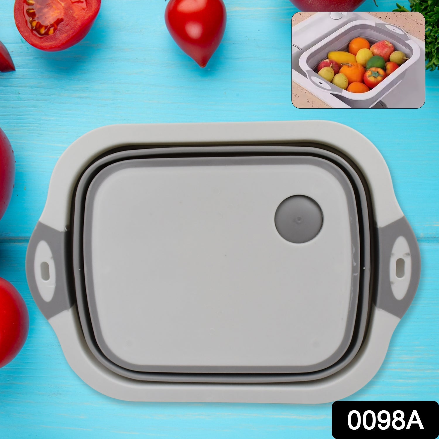 Cutting board with collapsible dish tub Cutting board with collapsible dish tub